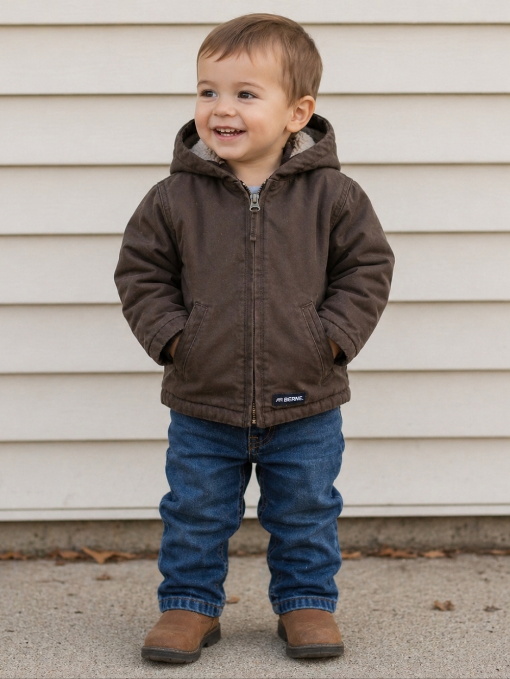 Toddler Boys' Berne Softstone Cotton Duck Sherpa-Lined Hooded Jacket